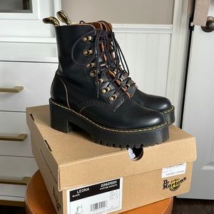 Dr. Martens Leona Black Platform Boots